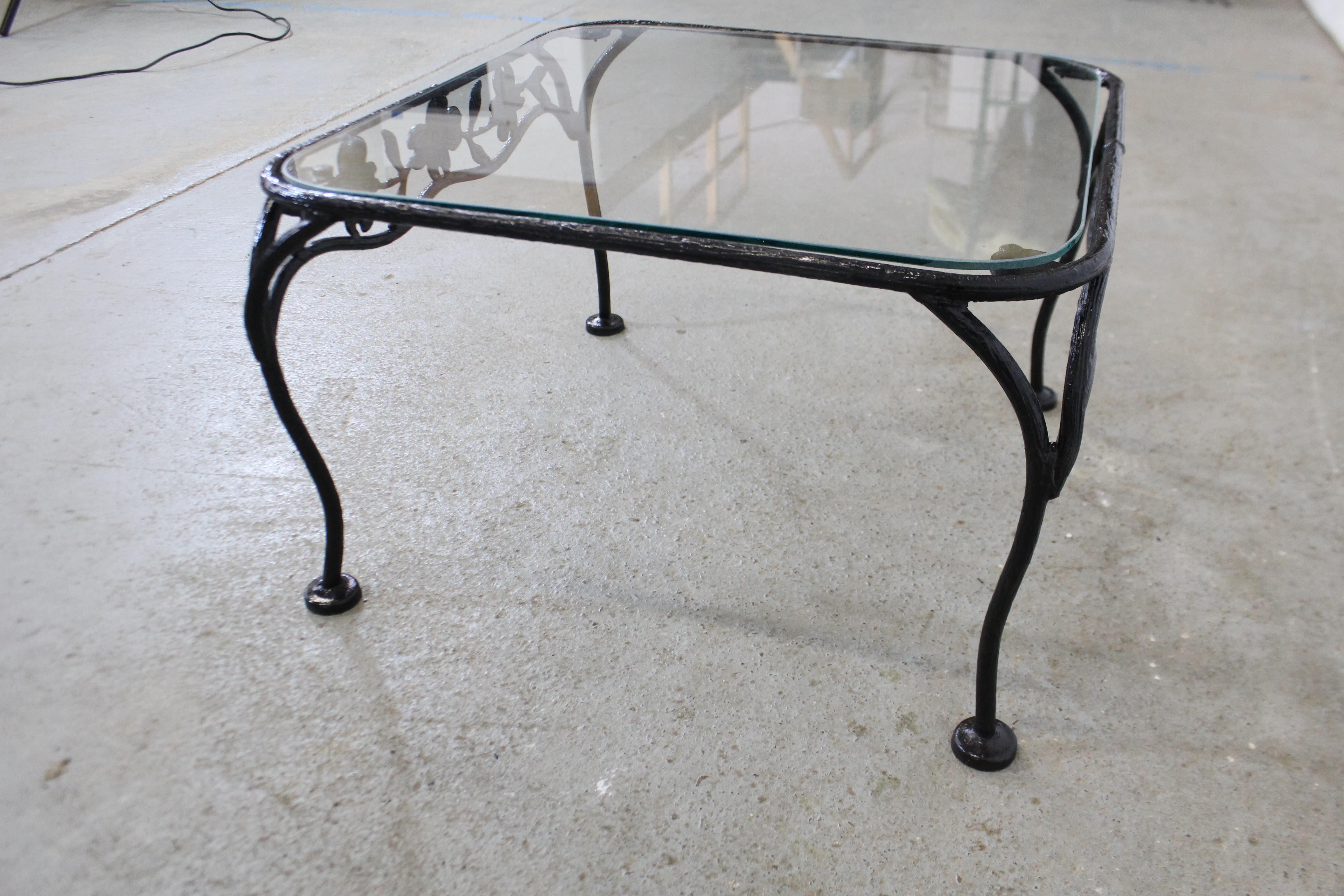Mid-Century Modern Vintage Meadowcraft Dogwood Wrought Iron Outdoor Square Accent End Table