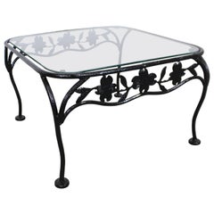 Retro Meadowcraft Dogwood Wrought Iron Outdoor Square Accent End Table