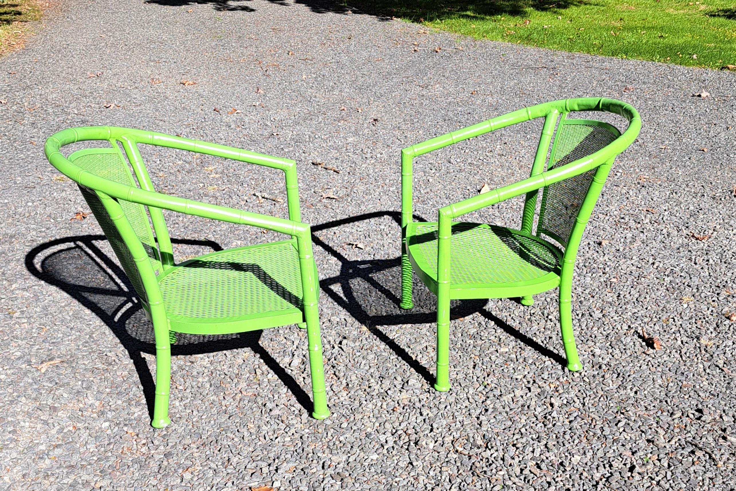 Americano Sedie da Patio in Alluminio Finto Bambù Vintage Meadowcraft a Coppia in vendita