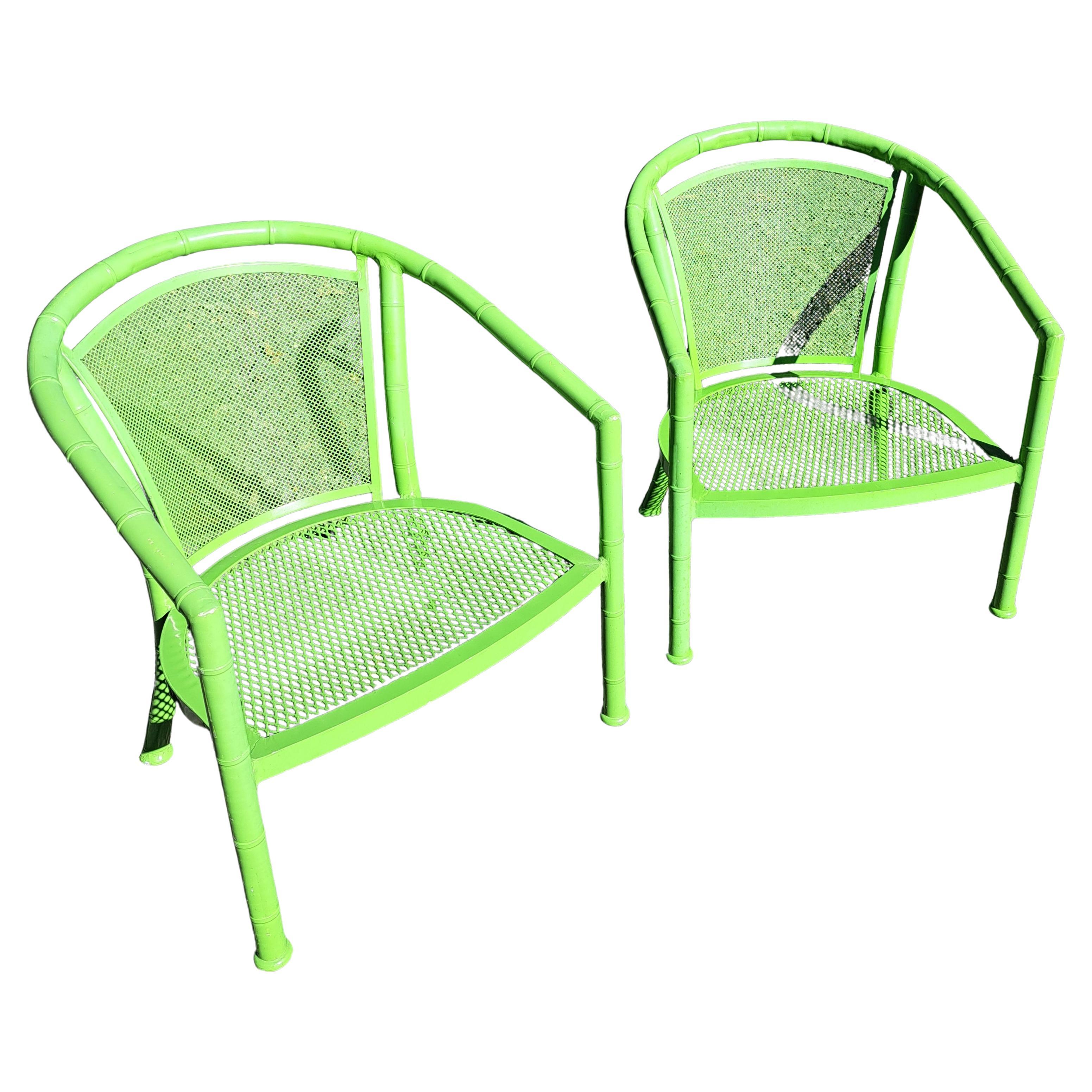 Sedie da Patio in Alluminio Finto Bambù Vintage Meadowcraft a Coppia in vendita