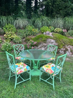 Vintage Meadowcraft Green Patio Dining Set in Green