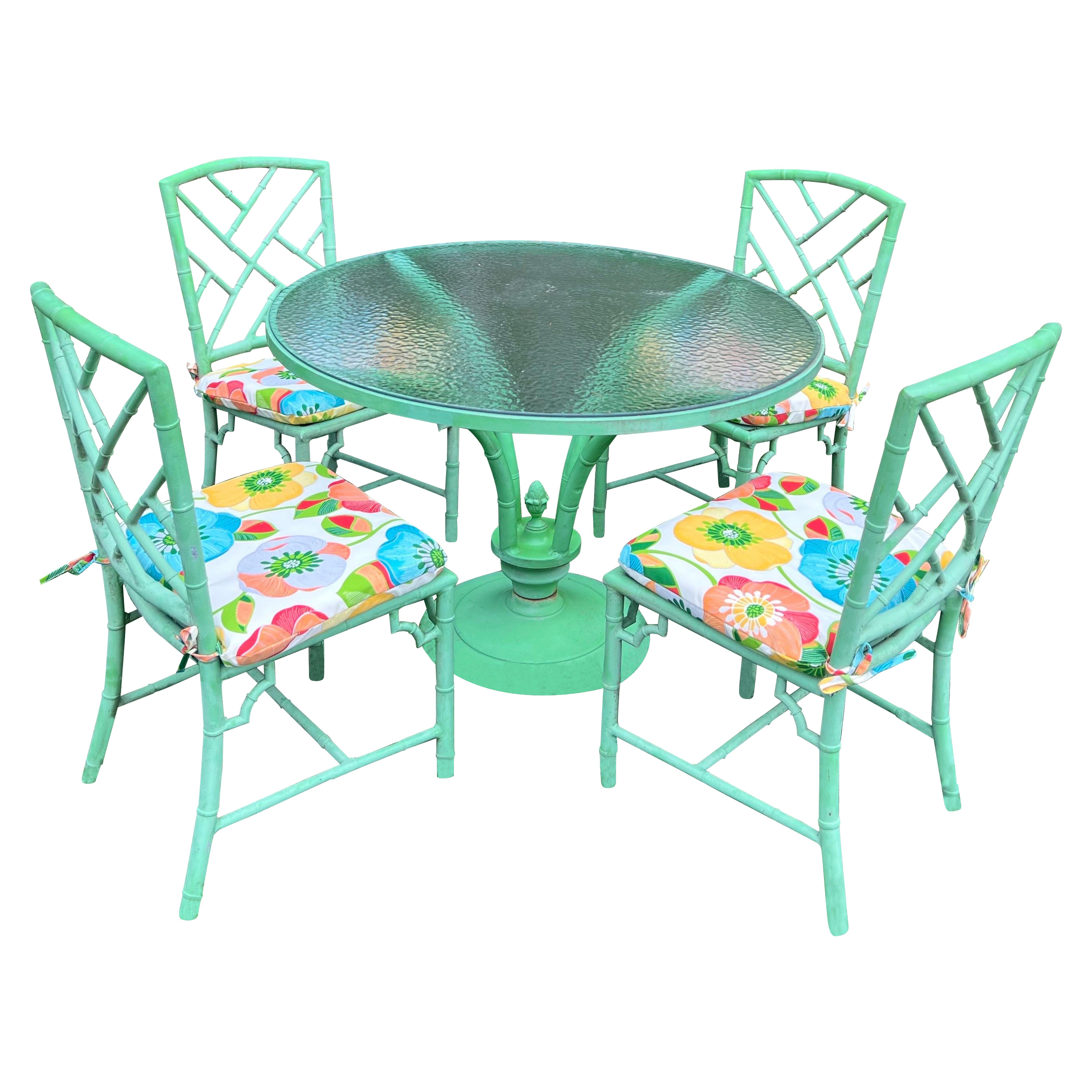 Set da pranzo da patio in verde di Meadowcraft Vintage 
Greene 
Greene in vendita