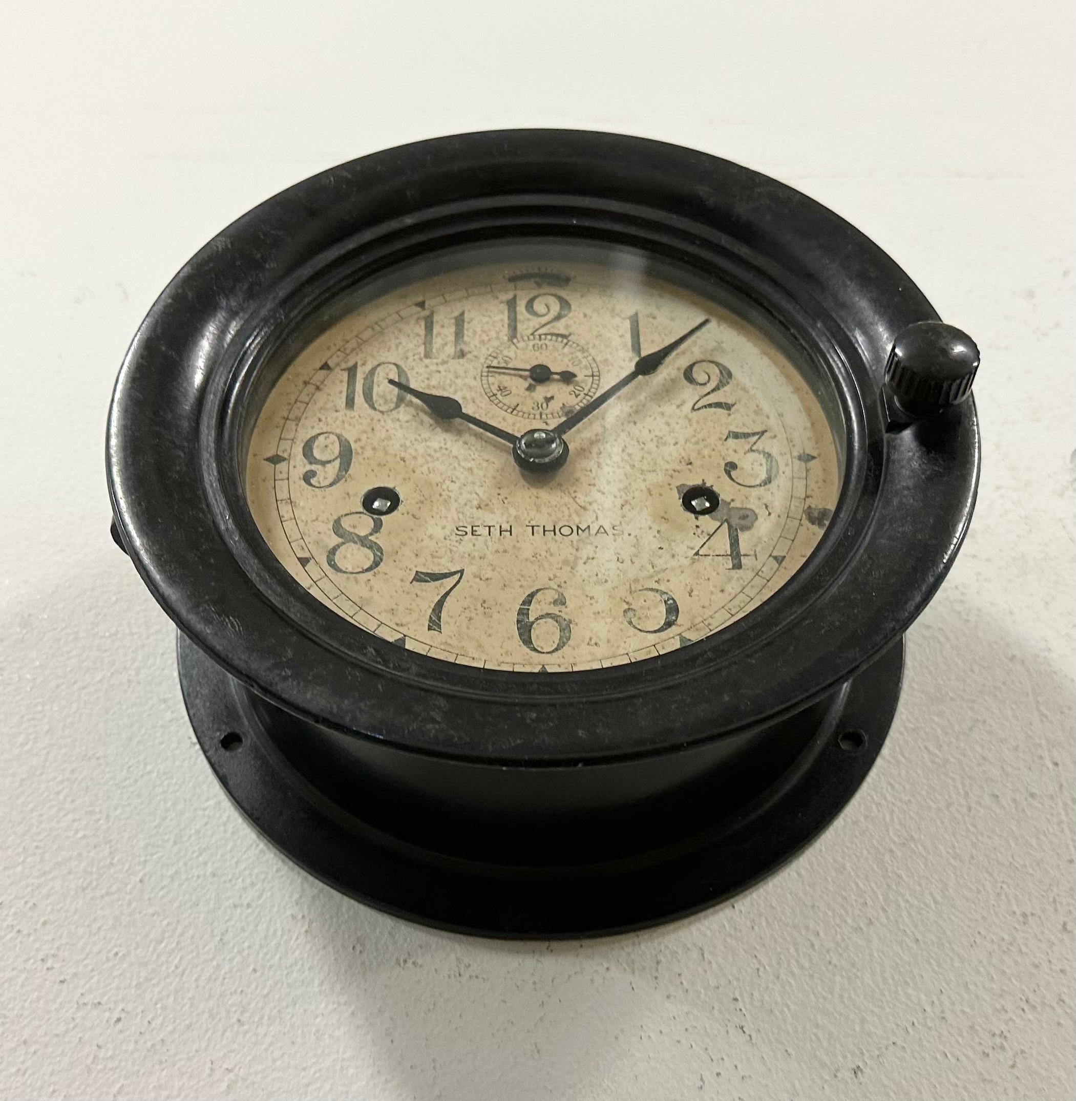 American  Vintage Mechanical Bakelite Maritime Wall Clock from Seth Thomas, 1950s For Sale
