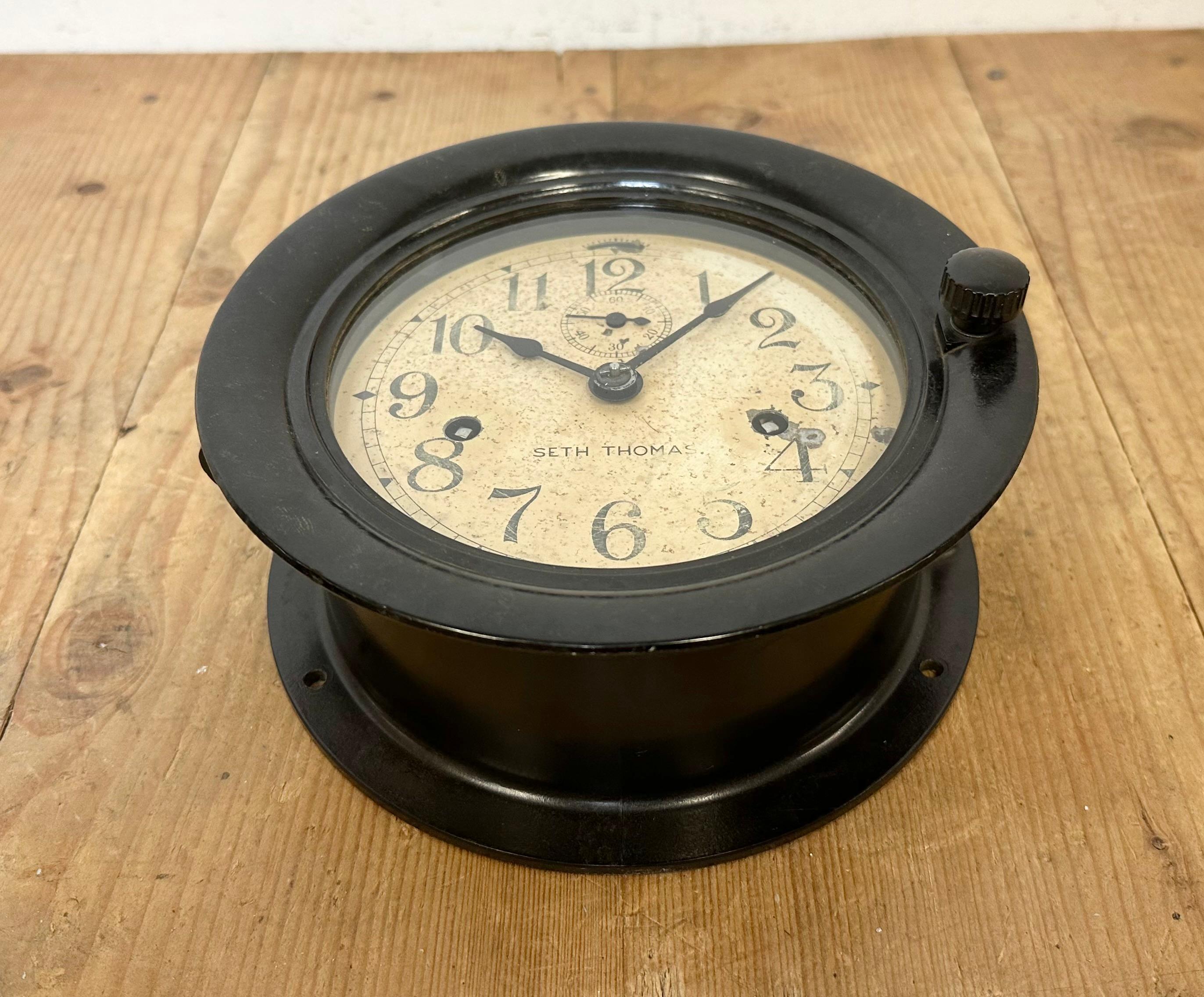 20th Century  Vintage Mechanical Bakelite Maritime Wall Clock from Seth Thomas, 1950s For Sale