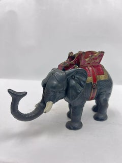 Vintage Mechanical Cast Iron Still Bank Circus Elephant Coin Piggy Bank