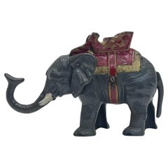 Mechanical Cast Iron Still Bank Circus Elefant Münze Piggy Bank, Vintage