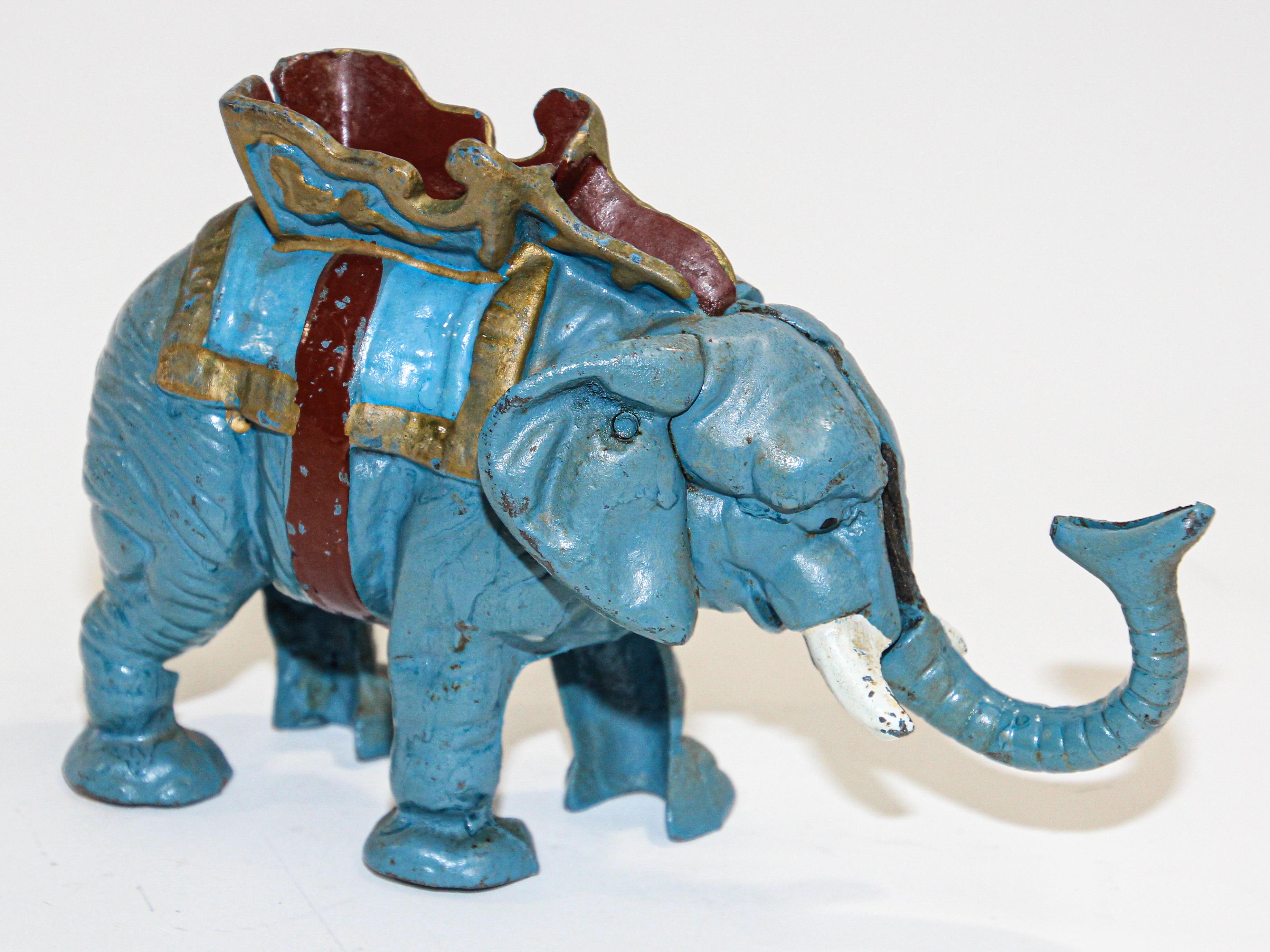 Taiwanese Vintage Mechanical Elephant Cast Iron Bank Collectible Toy