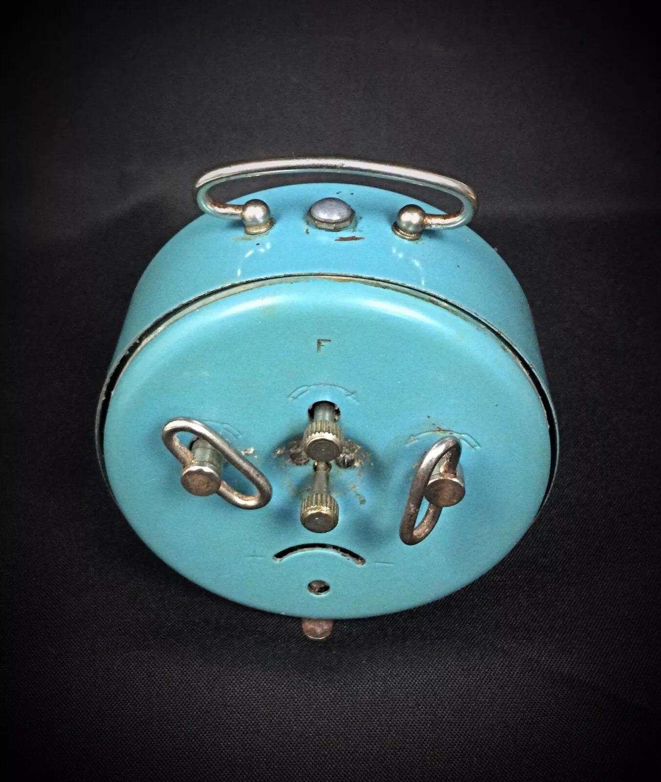 20th Century Vintage Mechanical Japy Alarm Clock - Blue - 2Y258 For Sale