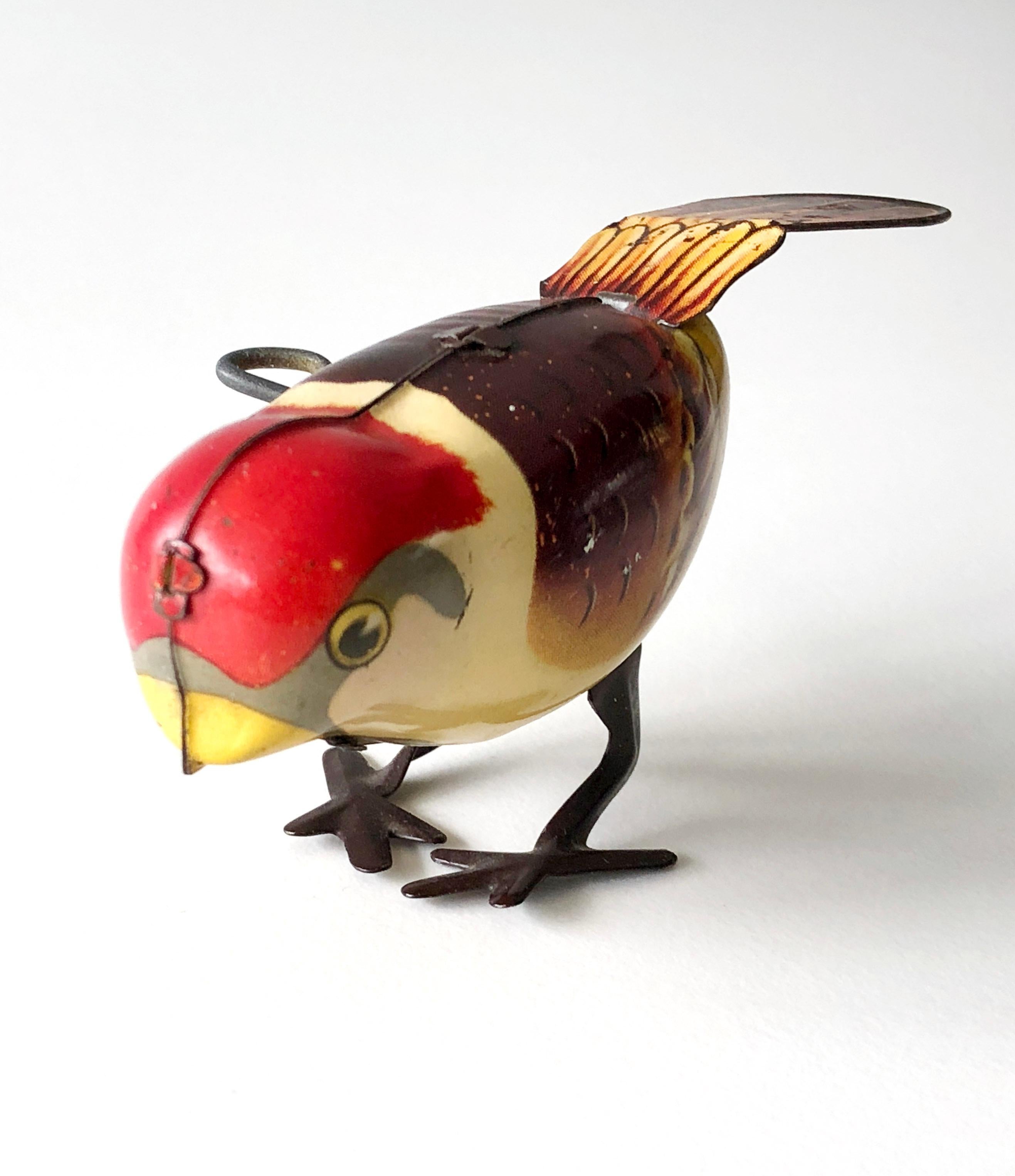 20th Century Vintage Mechanical tin plated wind up Sparrow Bird toy - 1960's - China For Sale
