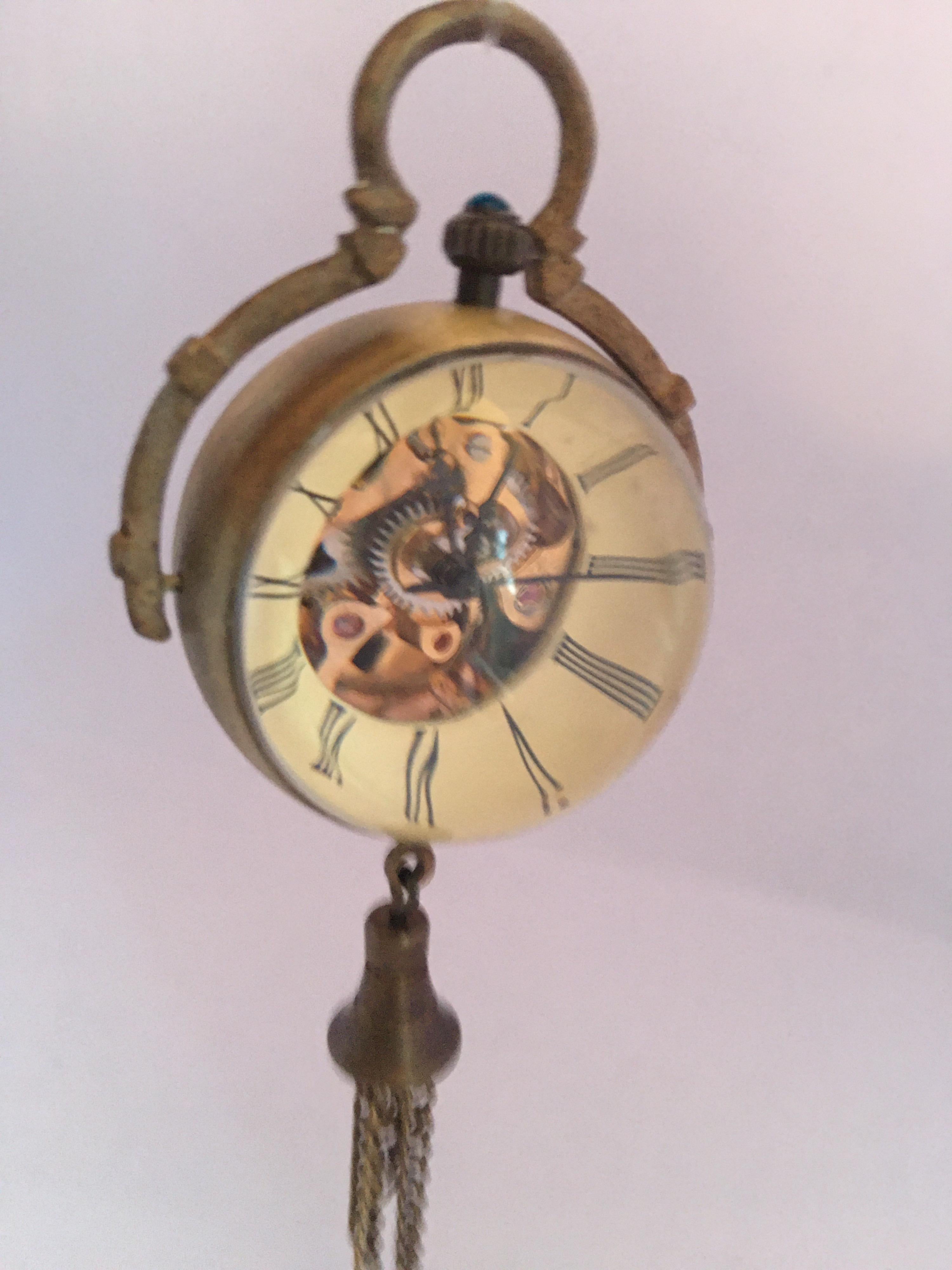 Vintage Mechanical Visible Escapement or Skeleton Pendant Ball Watch For Sale 6