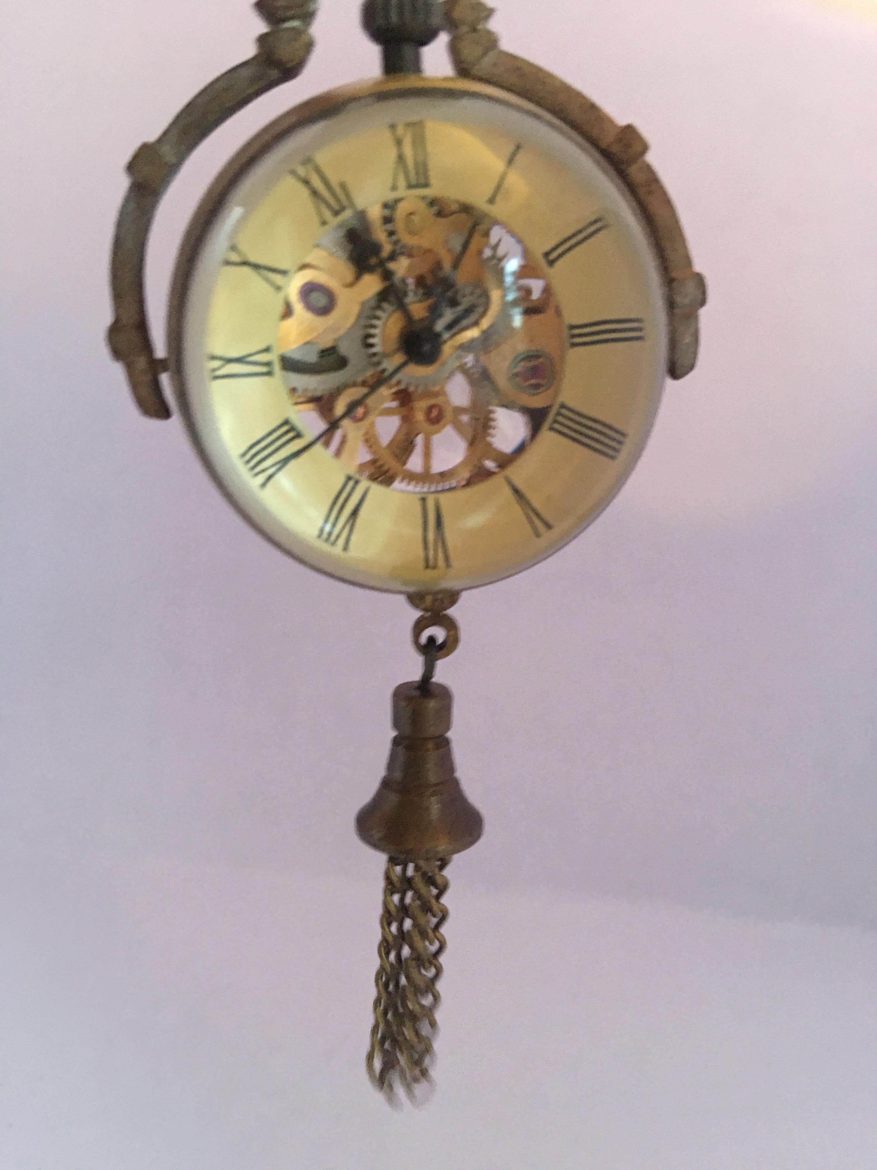 Vintage Mechanical Visible Escapement or Skeleton Pendant Ball Watch For Sale 7