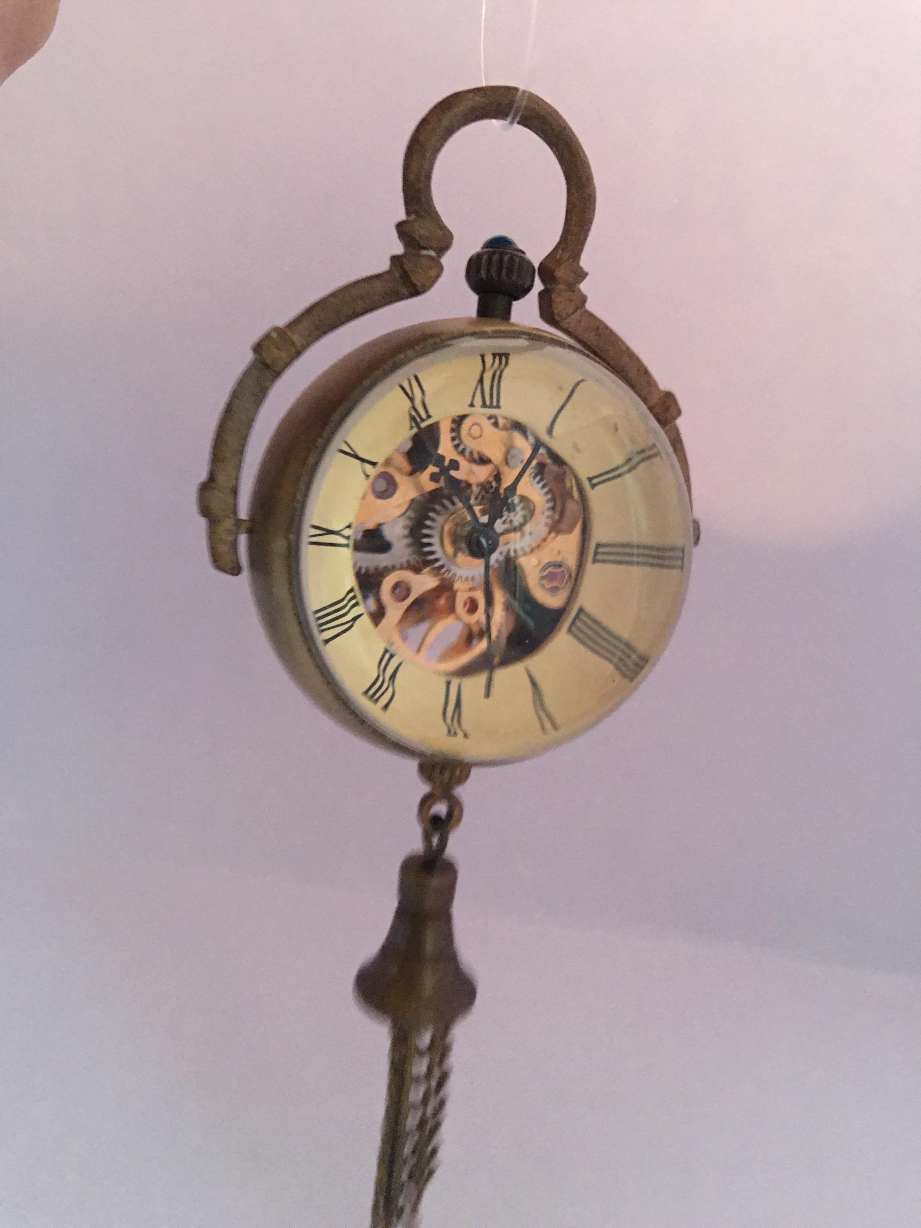 Vintage Mechanical Visible Escapement or Skeleton Pendant Ball Watch For Sale 10