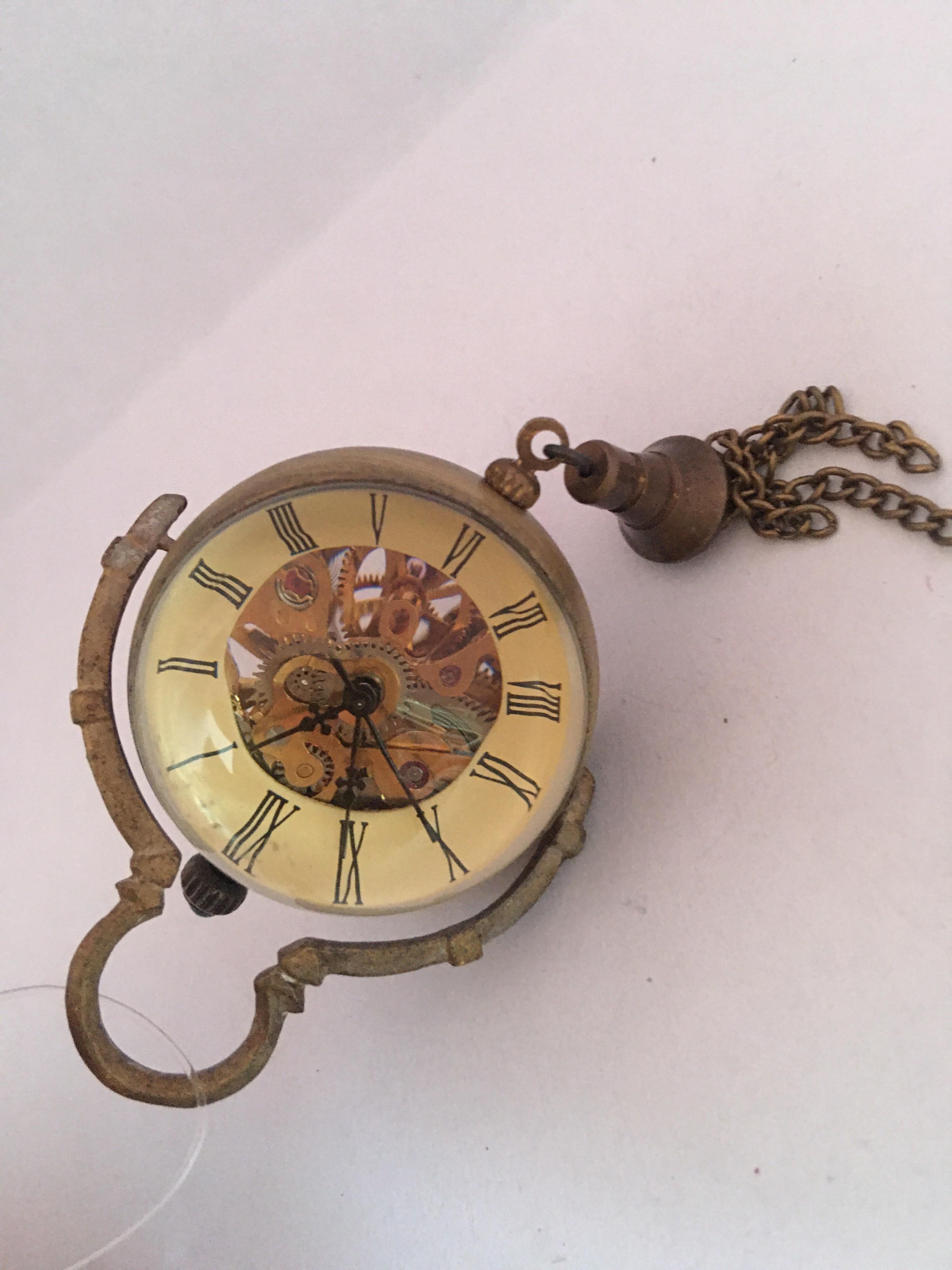Vintage Mechanical Visible Escapement or Skeleton Pendant Ball Watch For Sale 2