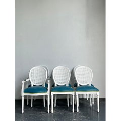 Vintage Medallion Back Cane Dining Chairs - Set Of Six