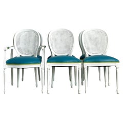 Vintage Medallion Back Cane Dining Chairs - Set Of Six