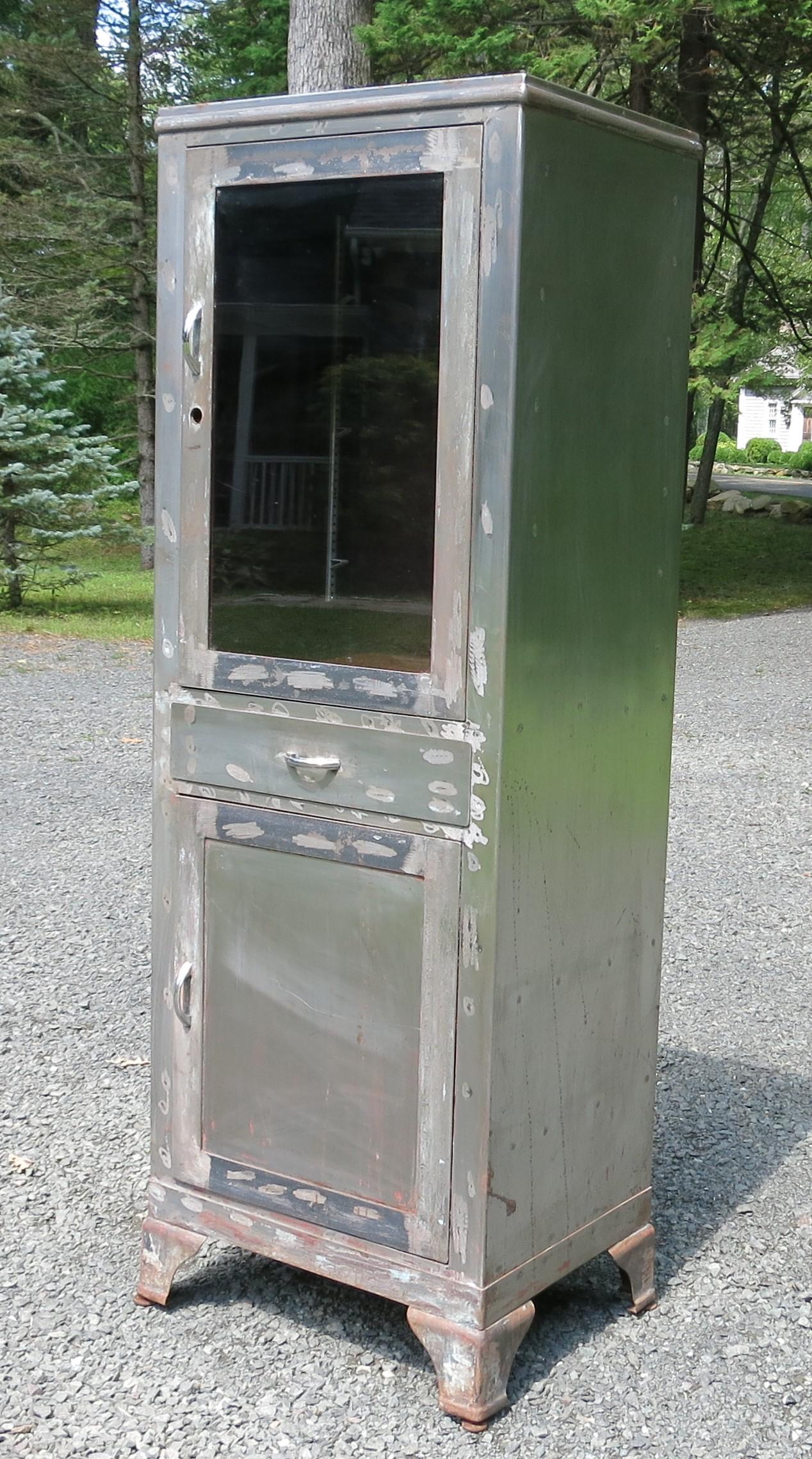 Mid-20th Century Vintage Medical Cabinet Doctor's Cabinet Distressed For Sale