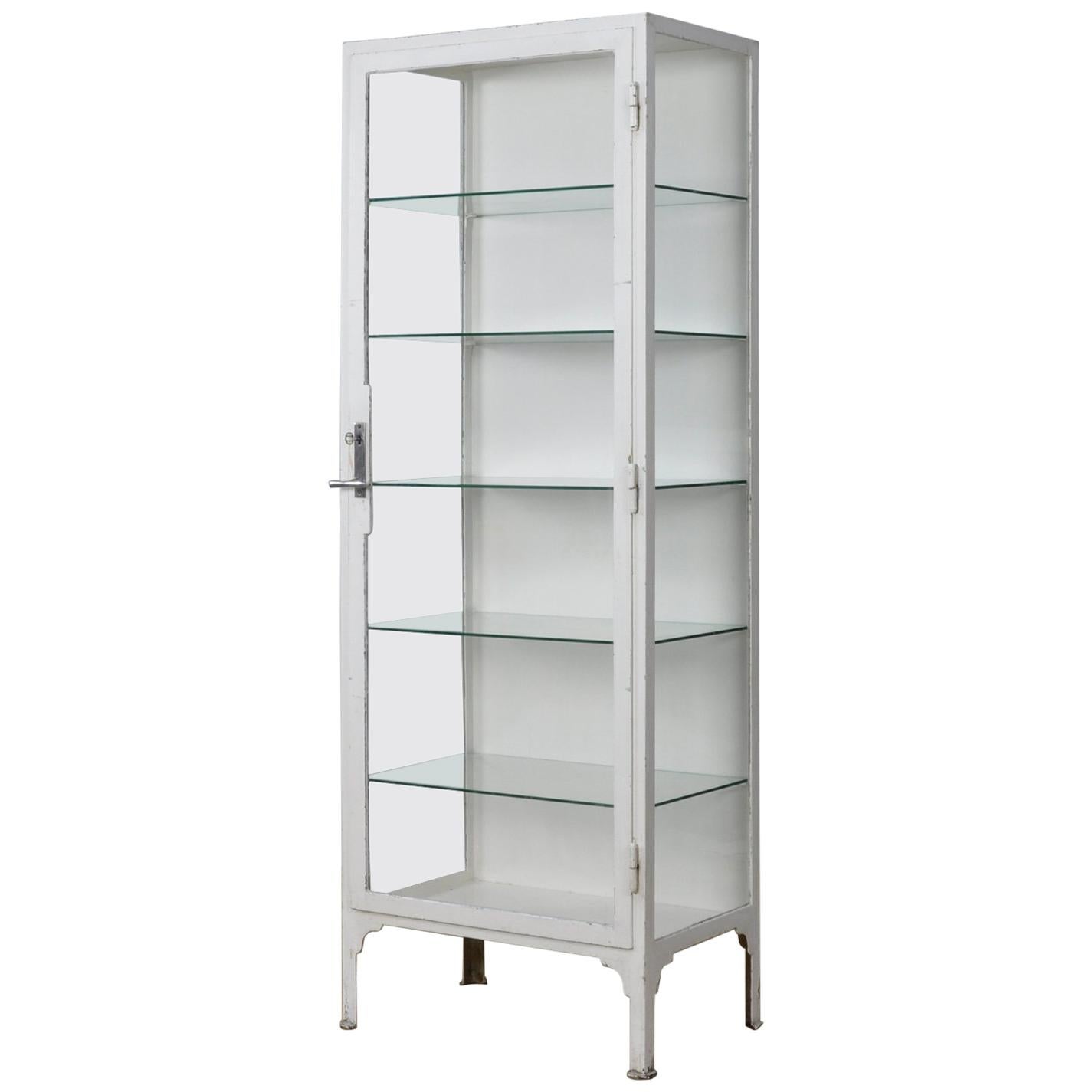 Vintage Medical Iron Display Cabinet, 1940s