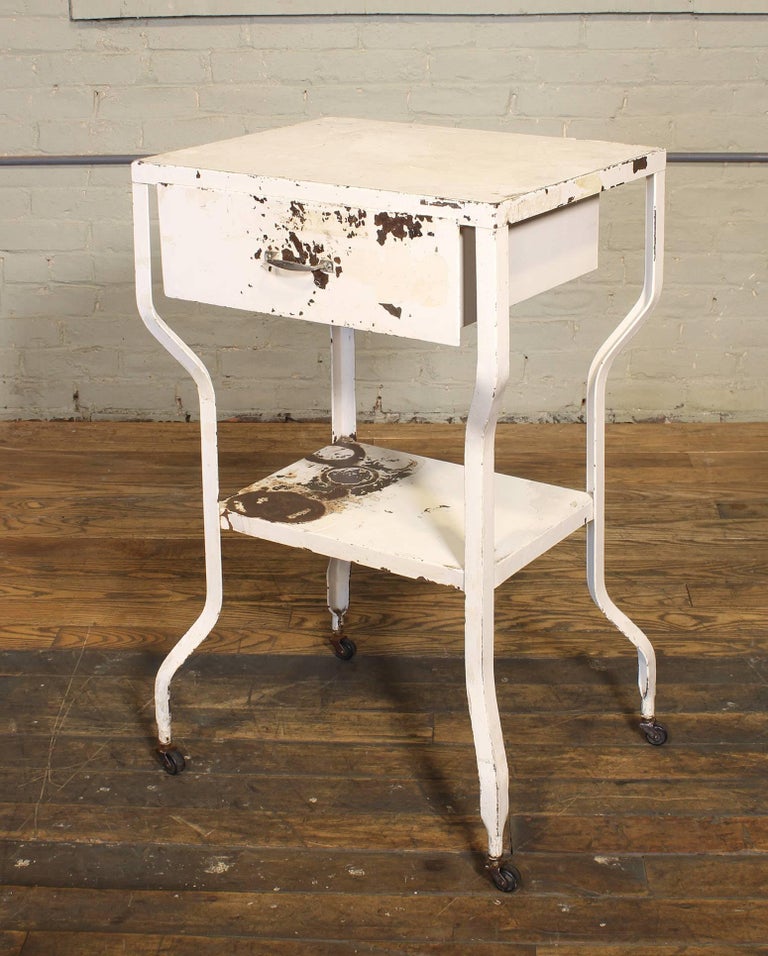 Vintage Medical Side Table or Rolling Bar Cart at 1stDibs vintage