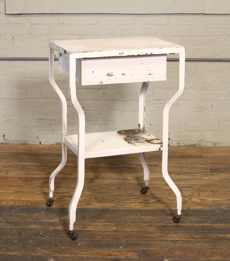 Vintage Medical Side Table or Rolling Bar Cart at 1stDibs vintage