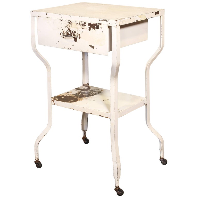 Vintage Medical Side Table or Rolling Bar Cart at 1stDibs vintage