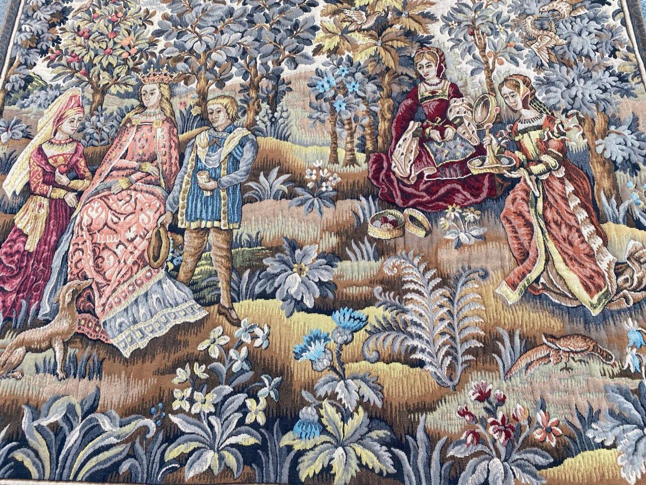 XX secolo Arazzo francese Jaquar dal design medievale d'epoca in vendita