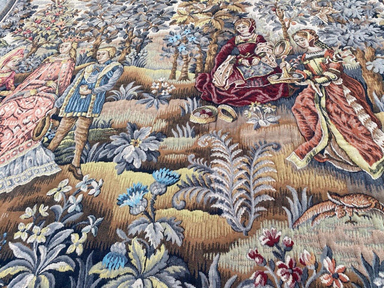 Französischer Jaquar-Wandteppich im mittelalterlichen Design im Angebot 4