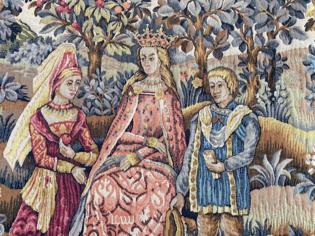Französischer Jaquar-Wandteppich im mittelalterlichen Design (20. Jahrhundert) im Angebot