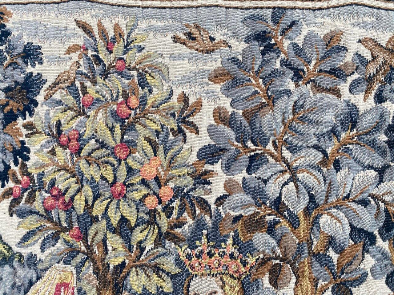 Fatto a macchina Arazzo francese Jaquar dal design medievale d'epoca in vendita