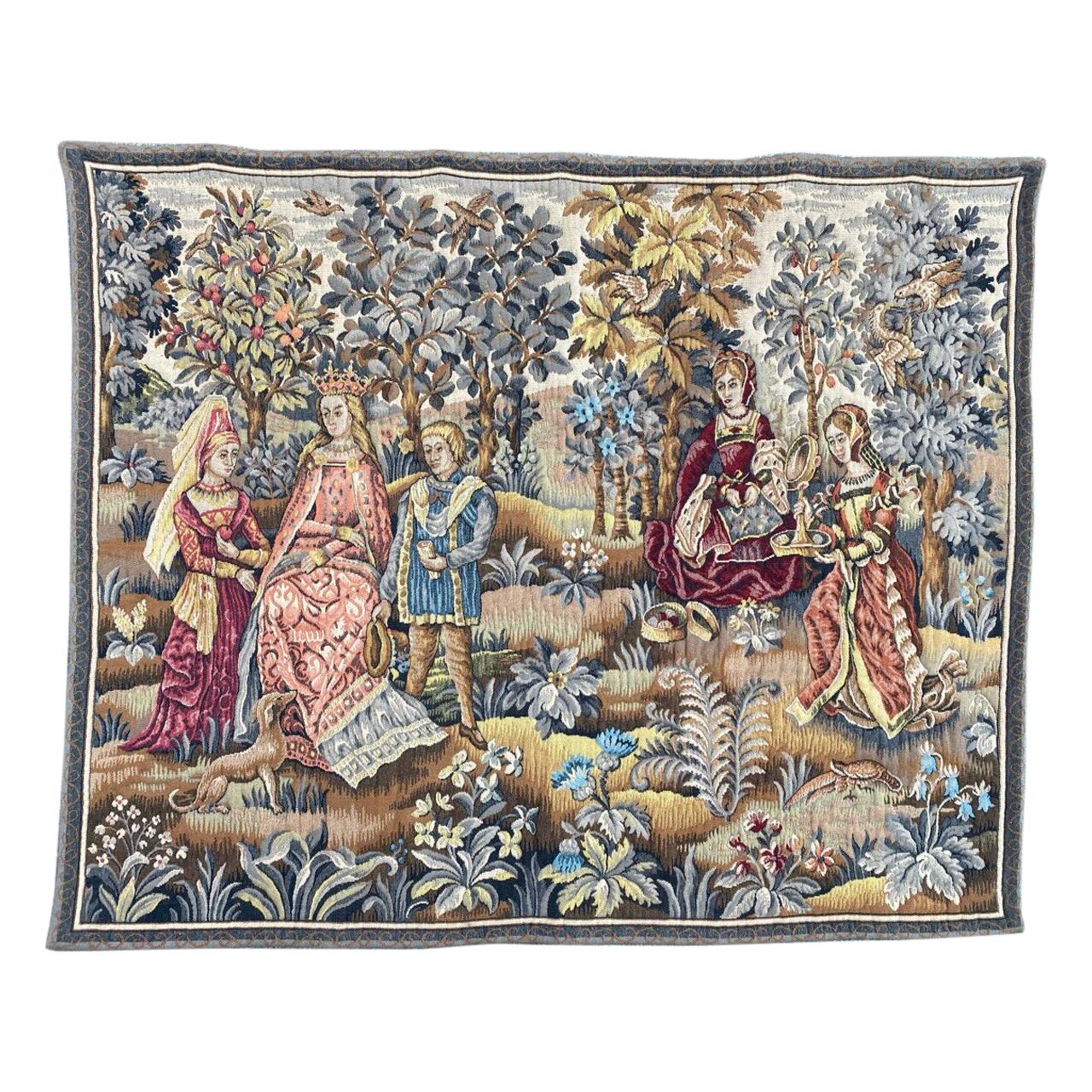 Vintage Medieval Design French Jaquar Tapestry