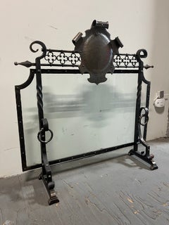 Vintage Medieval Gothic Fire Screen with Crest