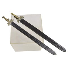 Vintage mittelalterlichen gotischen Stil schweren Stahl Metall dekorative Schwerter - 2 Stck Set
