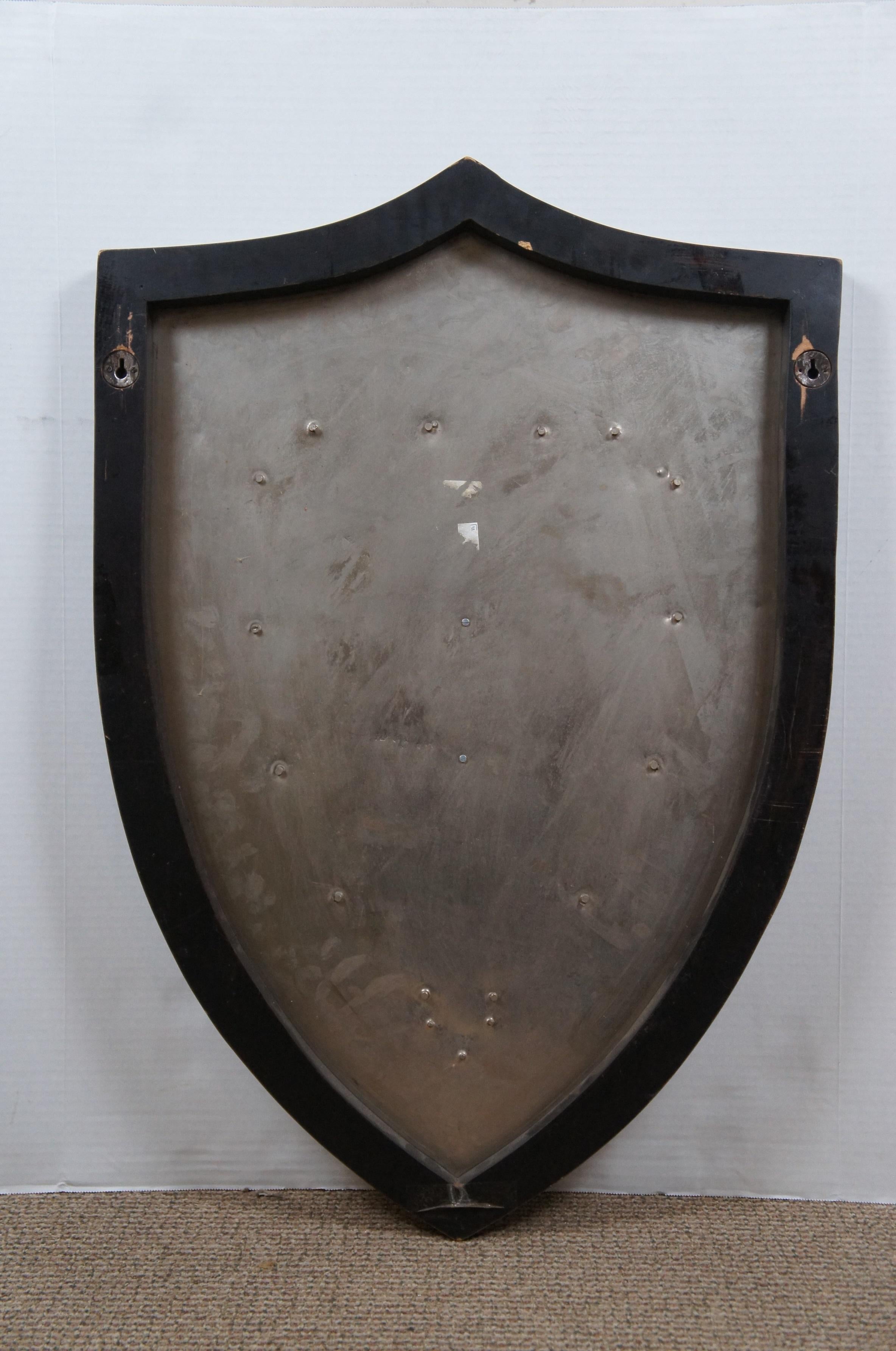 20th Century Vintage Medieval Knight Metal Wall Hanging Coat of Arms Crest Shield Armour 32