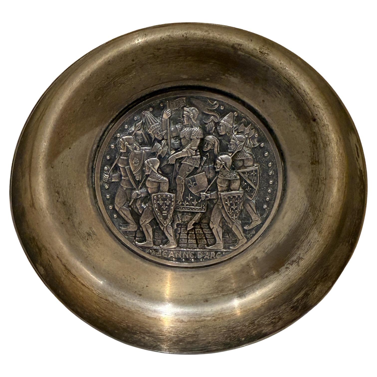 Vintage Medieval Knights Metal Dish Plate Ashtray by FIA Lyon France