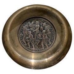 Vintage Medieval Knights Metal Dish Plate Ashtray by FIA Lyon France