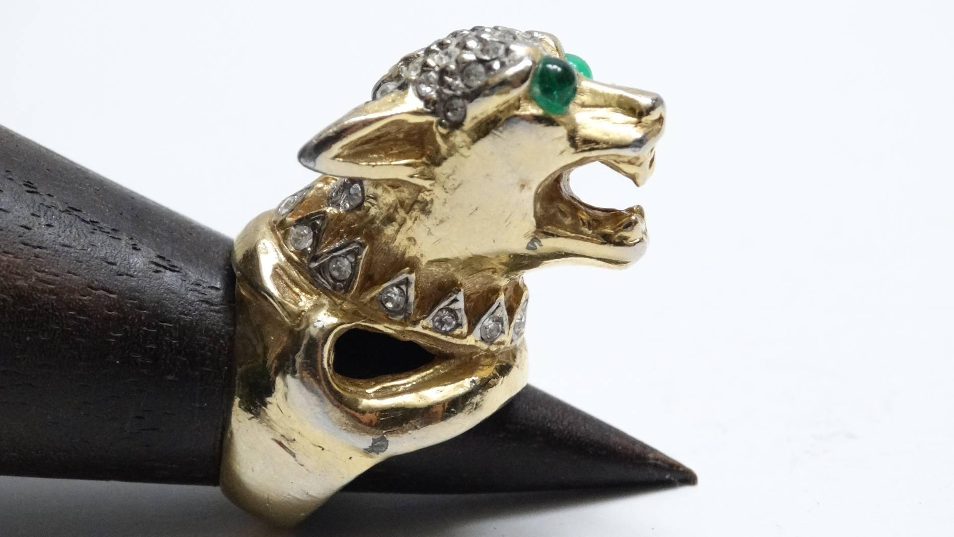 Women's Vintage Medieval Panther Cocktail Ring For Sale