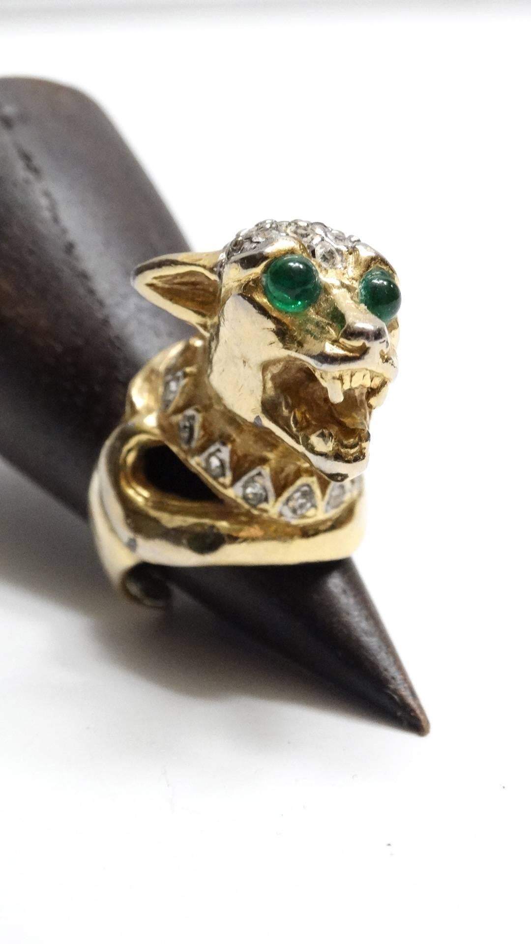 Vintage Medieval Panther Cocktail Ring For Sale 3