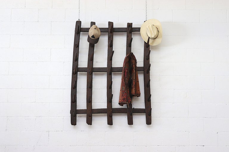 Vintage Medieval Style Wood Plough Coat Rack at 1stDibs