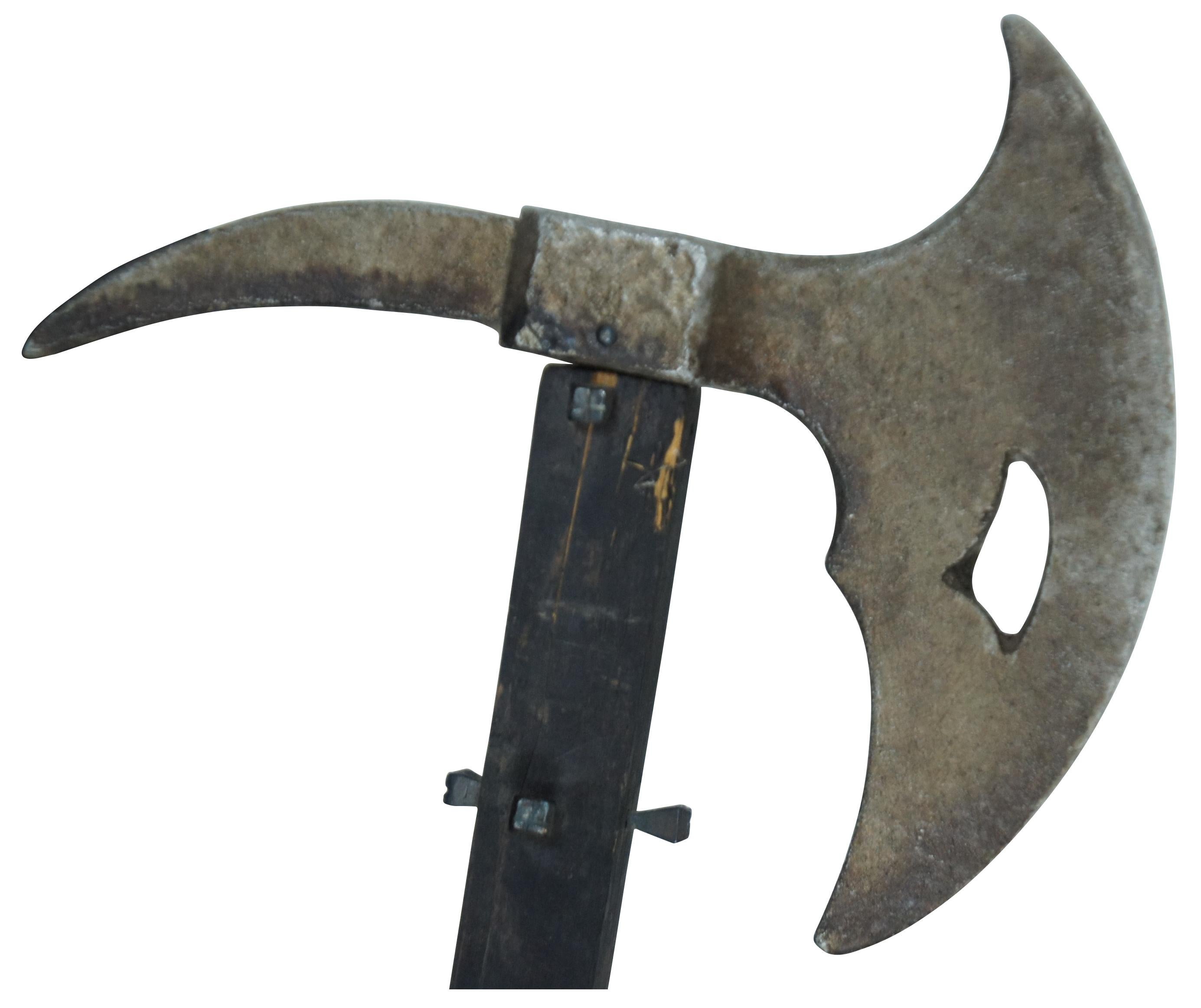 Vintage Medieval Tribal Combat Battle Axe Gothic Black Wood Handle ...