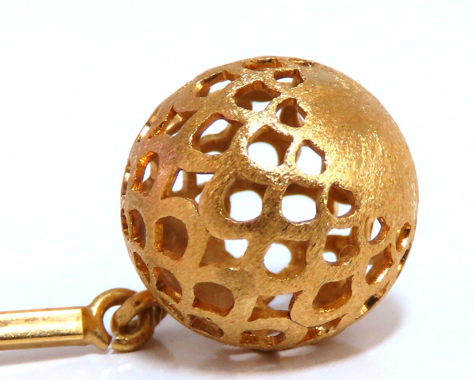 Women's or Men's Vintage Mediterranean Deco Gold Ball Dangle Earrings 18 Karat Gold For Sale
