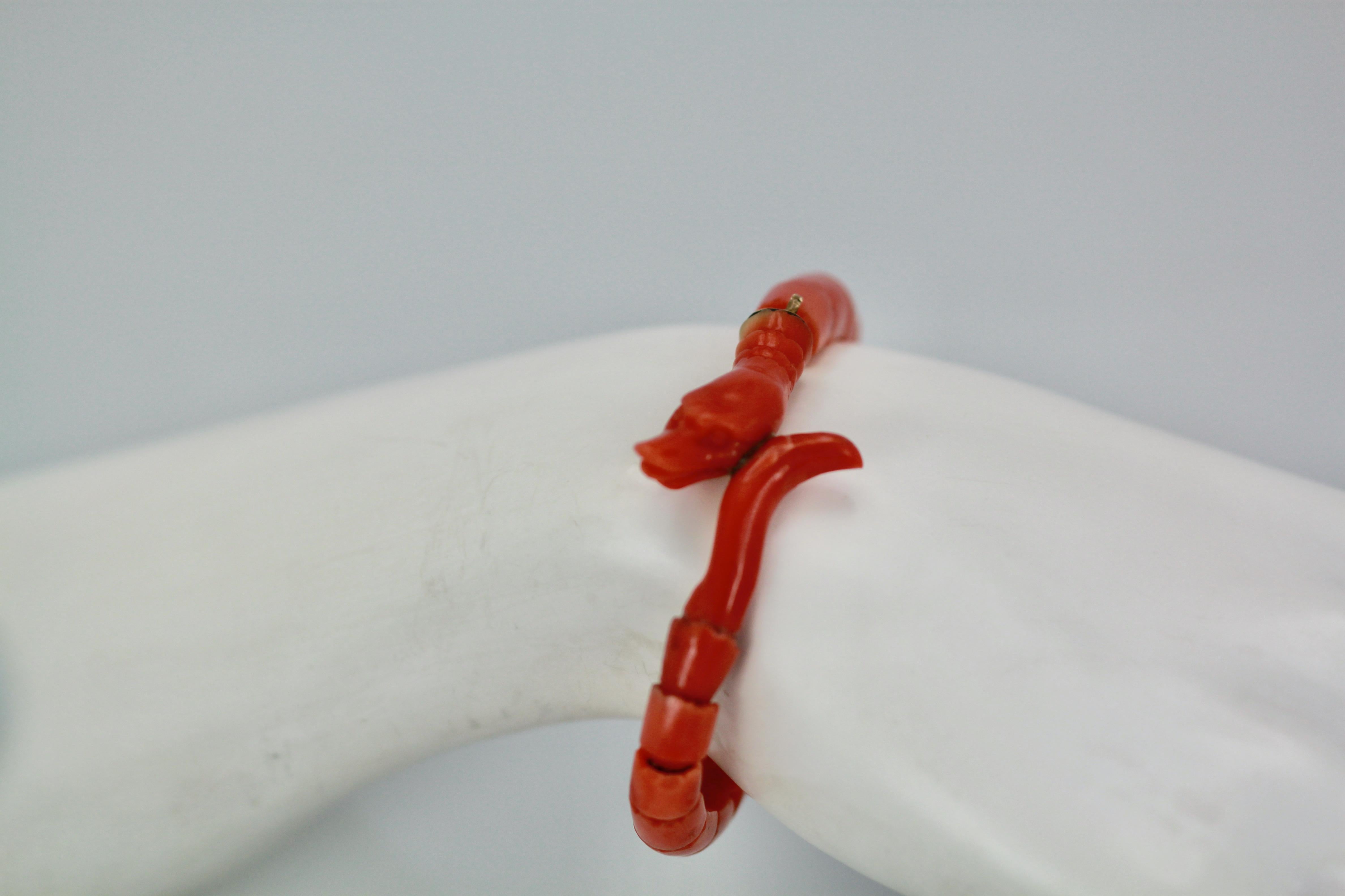 Vintage Mediterranean Orange Coral Snake Bracelet at 1stDibs | orange ...