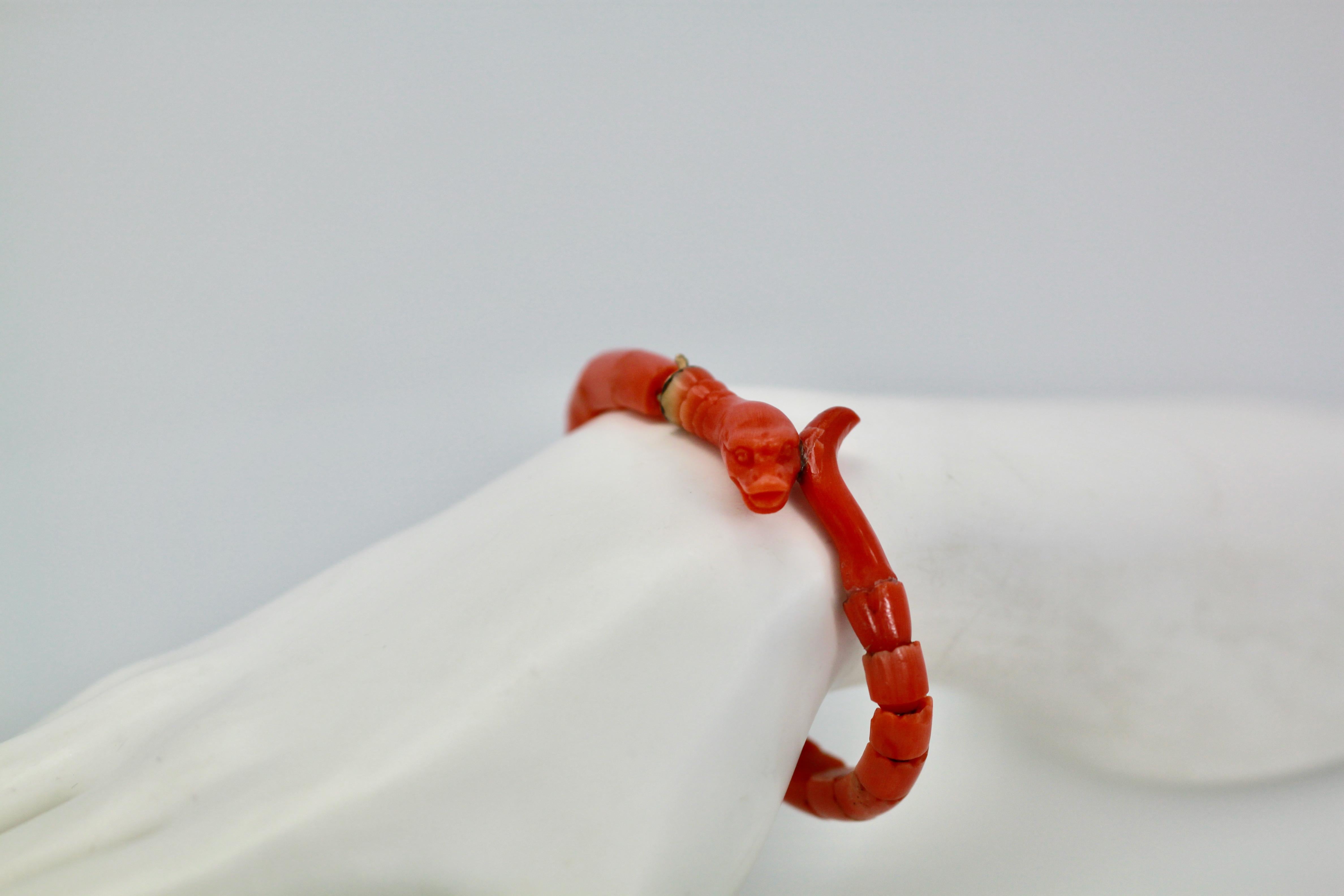 Mediterranes orangefarbenes Korallen-Schlangenarmband 5
