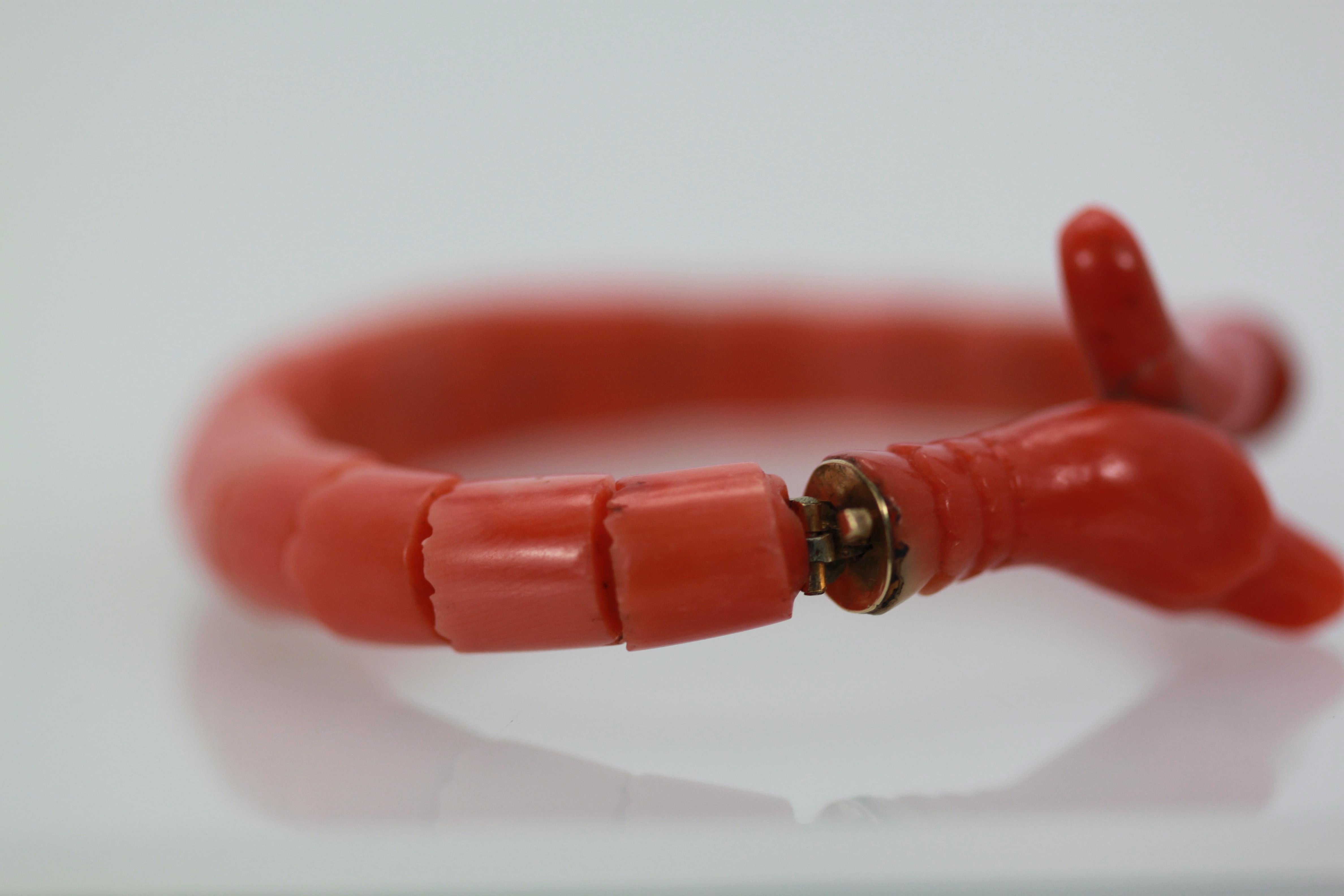 Vintage Mediterranean Orange Coral Snake Bracelet at 1stDibs | orange ...