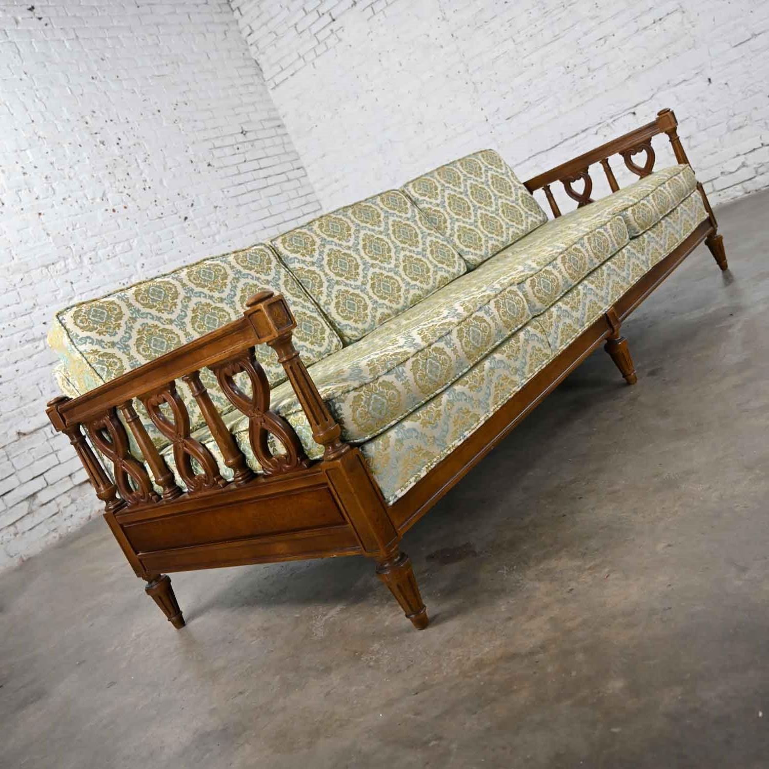 Vintage Mediterranean Spanish Revival Style Sofa Wood Details by American Furn 2