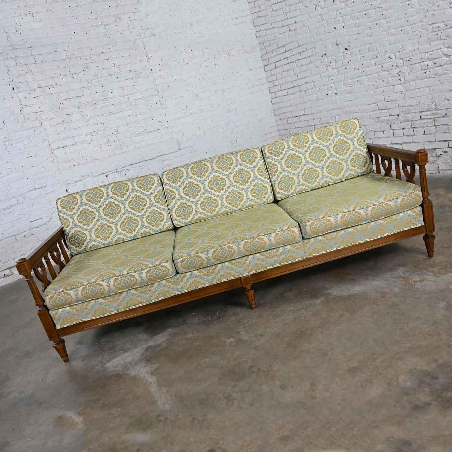 Vintage Mediterranean Spanish Revival Style Sofa Wood Details by American Furn 4
