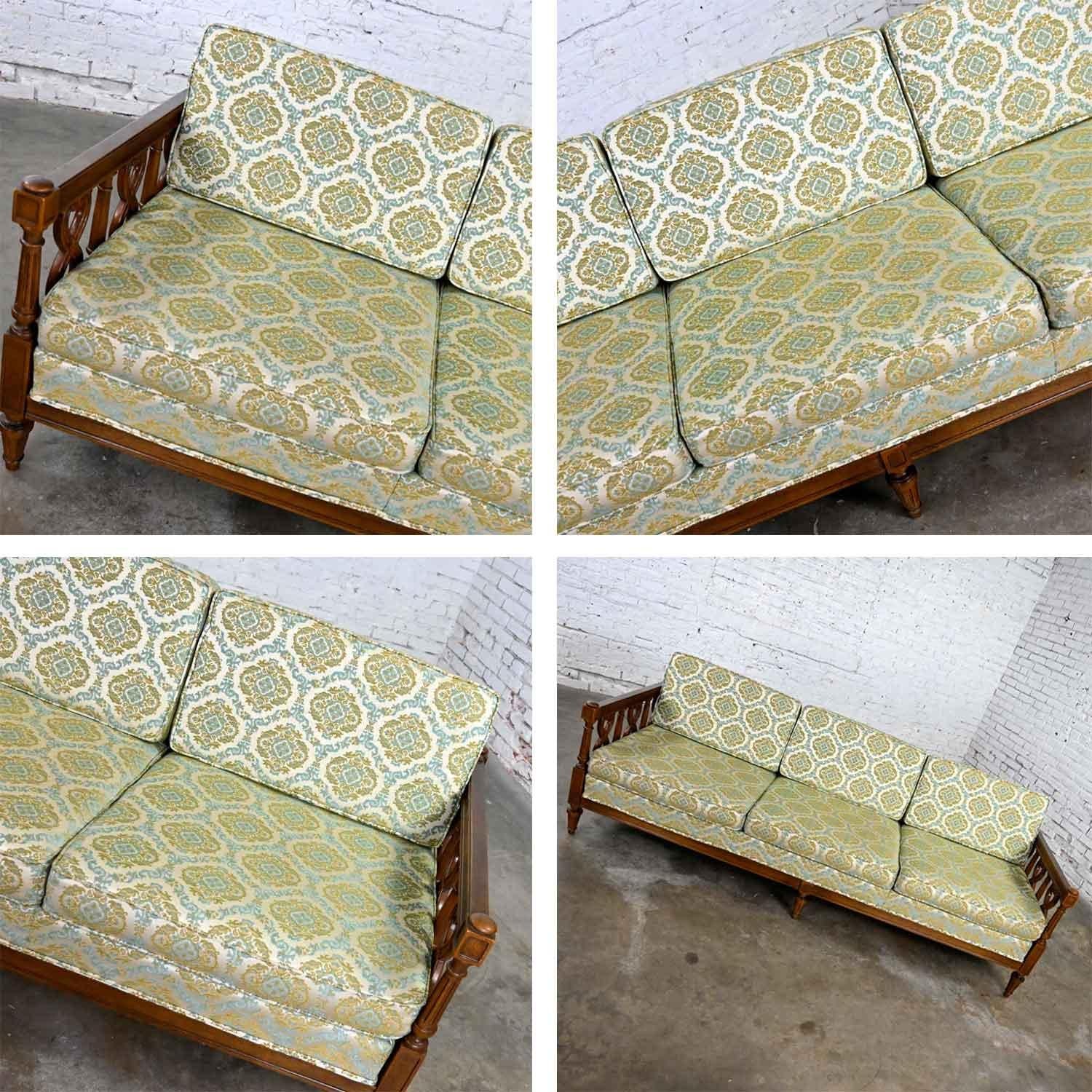 Vintage Mediterranean Spanish Revival Style Sofa Wood Details by American Furn 5
