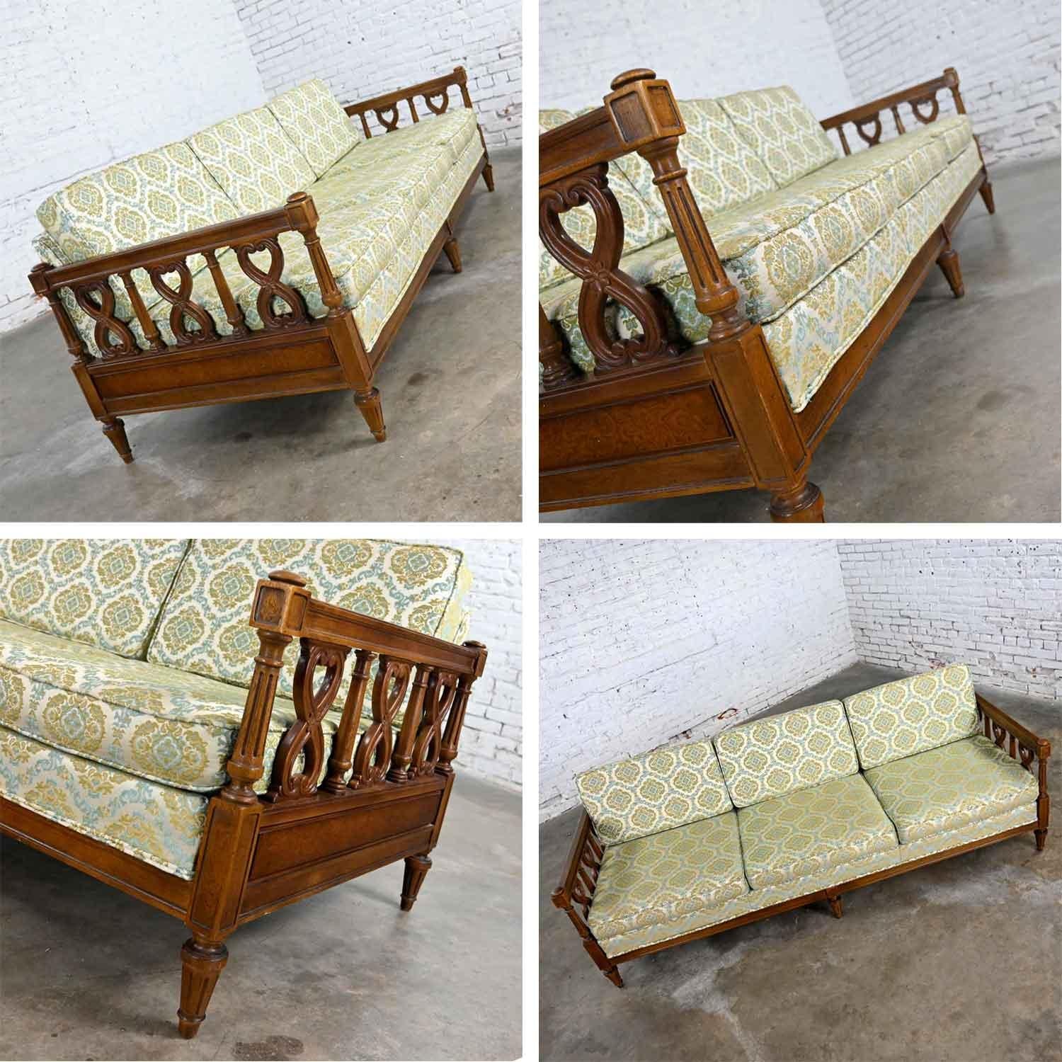 Vintage Mediterranean Spanish Revival Style Sofa Wood Details by American Furn 8