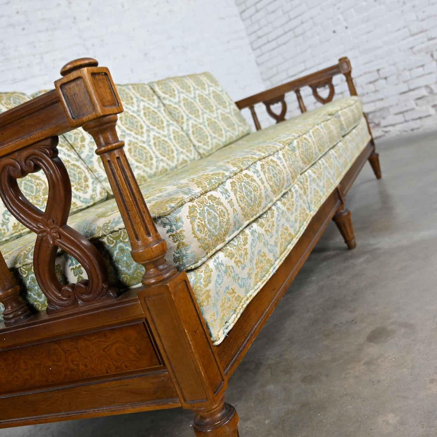 20th Century Vintage Mediterranean Spanish Revival Style Sofa Wood Details by American Furn