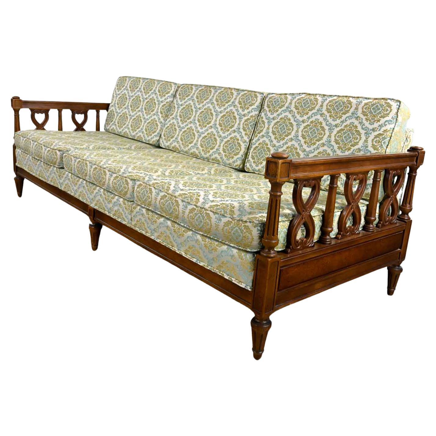 Vintage Mediterranean Spanish Revival Style Sofa Wood Details by American Furn