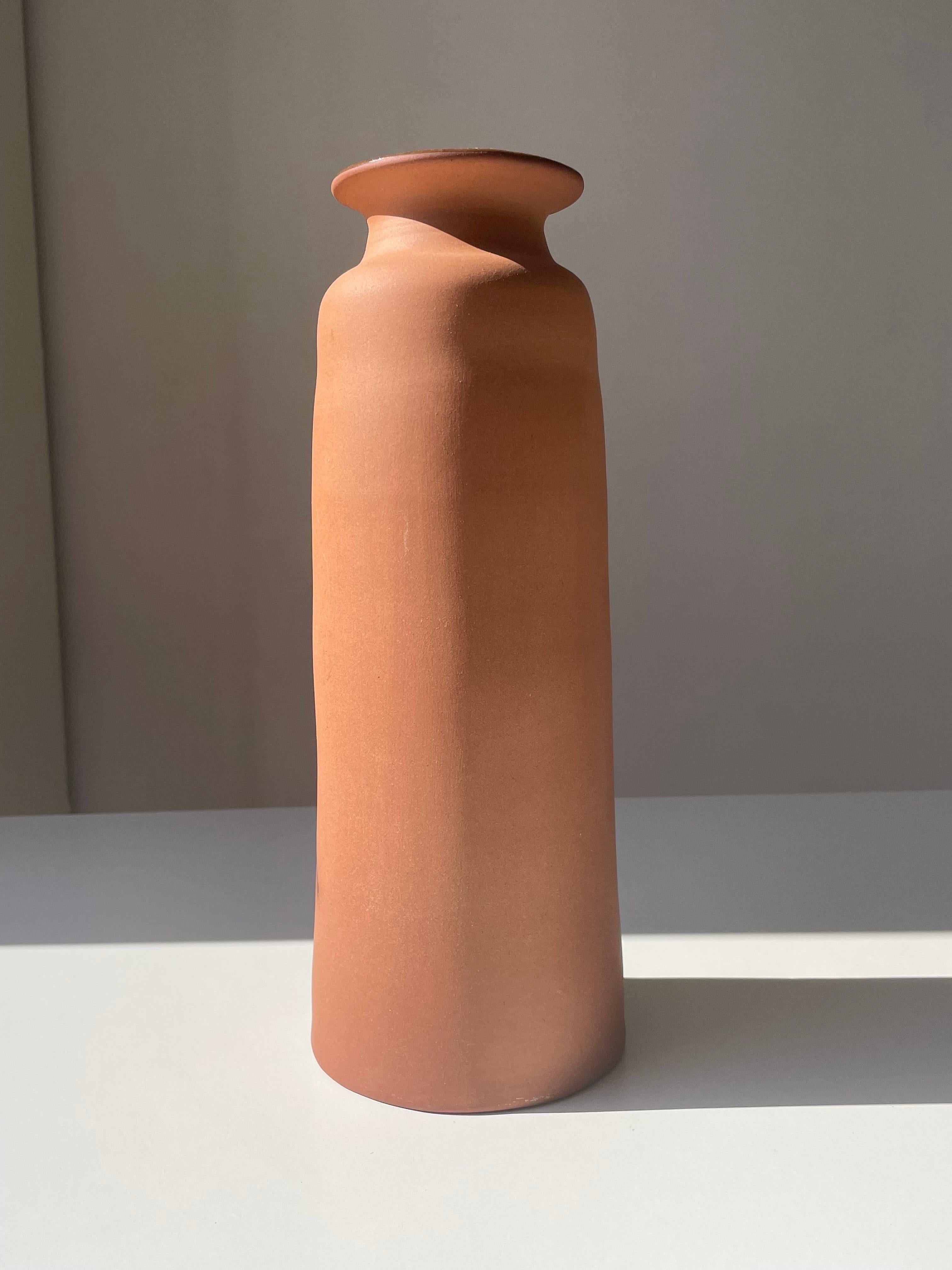 Hand-Carved Tall Mediterranean Contemporary Ceramic Vase, Cyprus For Sale