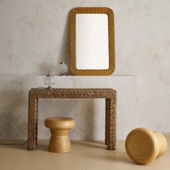 Vintage Mediterranean Woven Rope Console Table